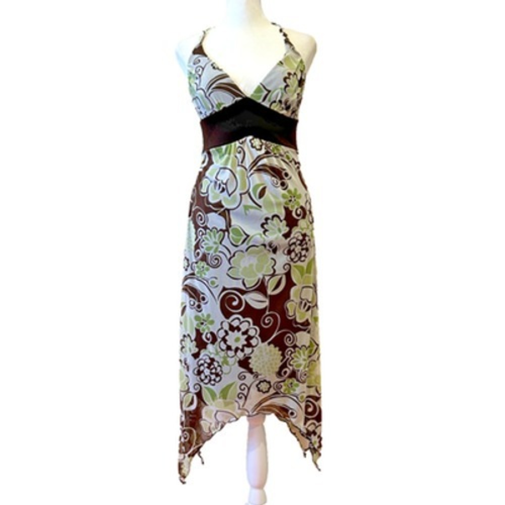 Y2K VTG Trixxi Babydoll Slip Dress Retro‎ Hippie Sharkbite Hem 70s USA Made Sz S